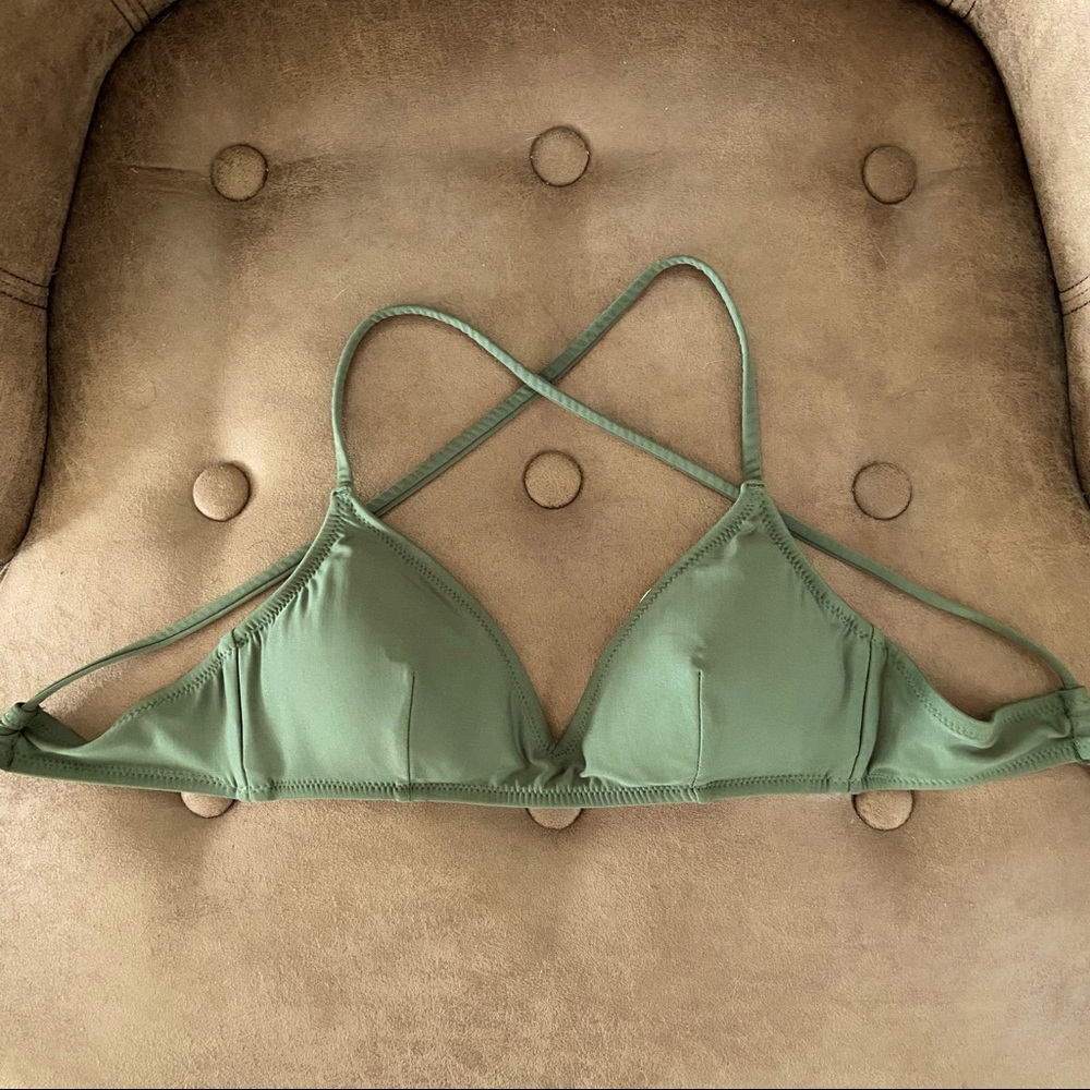 JCrew French Cross Back Triangle Bikini Top -Green